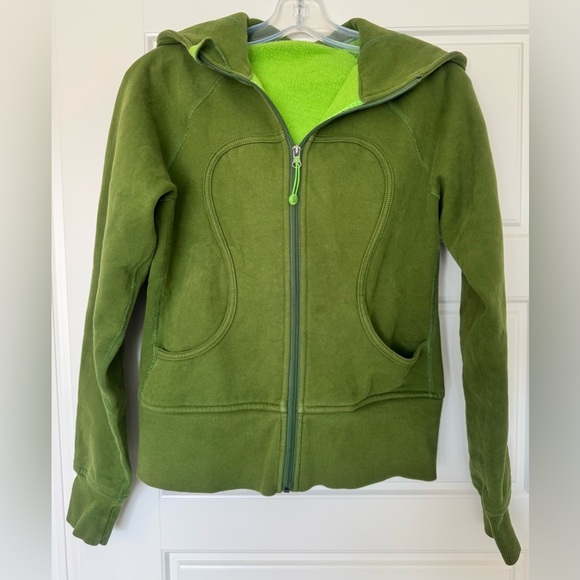Lululemon Vintage Green Scuba‎ Full Zip With Fleece Lining Size 4 - Picture 1 of 9
